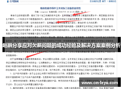 赵鹏分享应对欠薪问题的成功经验及解决方案案例分析